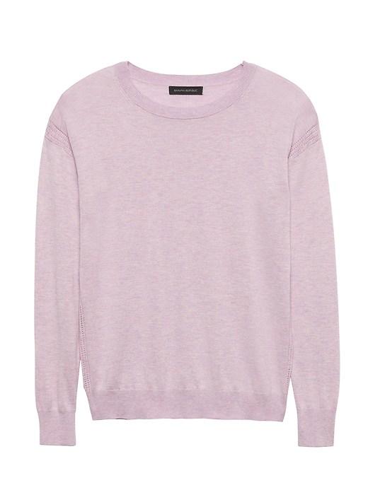 Banana Republic Womens Silk-cotton Pointelle Crew-neck Sweater Heather Lavender Size L