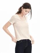 Banana Republic Womens Short Sleeve Metallic Crew Tee - Warm Stone
