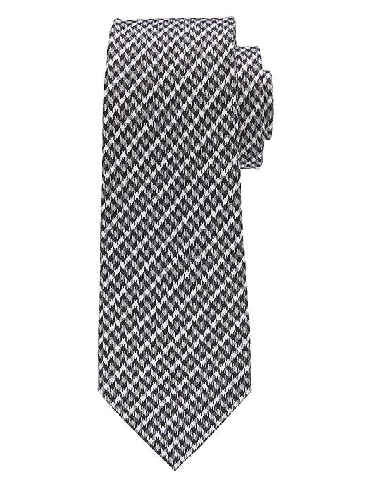 Banana Republic Mens Micro Check Silk Nanotex Tie Black Size One Size