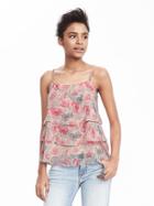 Banana Republic Womens Strappy Tiered Tank Size L - Pink Multi