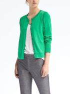 Banana Republic Womens Merino Pointelle Cardigan - Emerald Green