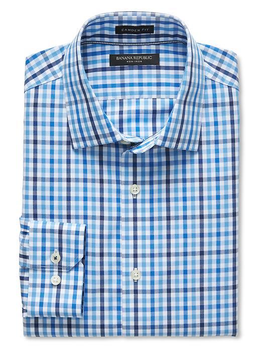 Banana Republic Mens Camden Fit Tri Tone Non Iron Shirt Size L Tall - Slalom Blue