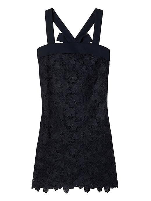 Banana Republic Womens Bow Back Lace Shift Dress - Navy