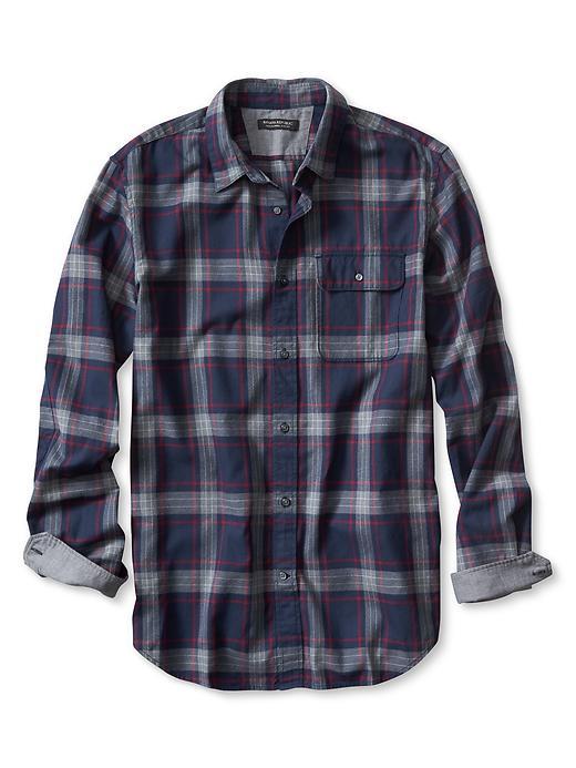 Banana Republic Mens Slim Fit Check Luxe Flannel Shirt Size L Tall - Blue