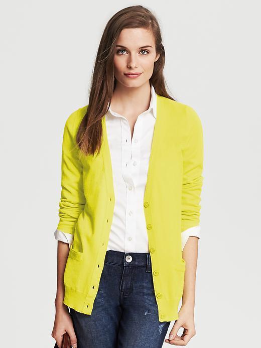 Banana Republic Long Cardigan - Deep Neon Yellow