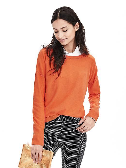 Banana Republic Womens Tipped Italian Cashmere Blend Sweater Size L - Orange