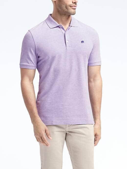 Banana Republic Mens Solid Pique Polo - Purple Lotus