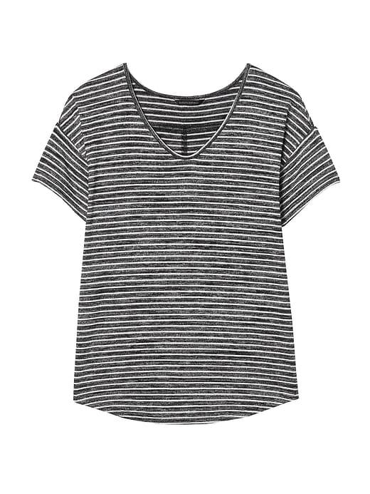Banana Republic Womens Soft Jersey Swoop Tee Shadow Stripe Size Xl