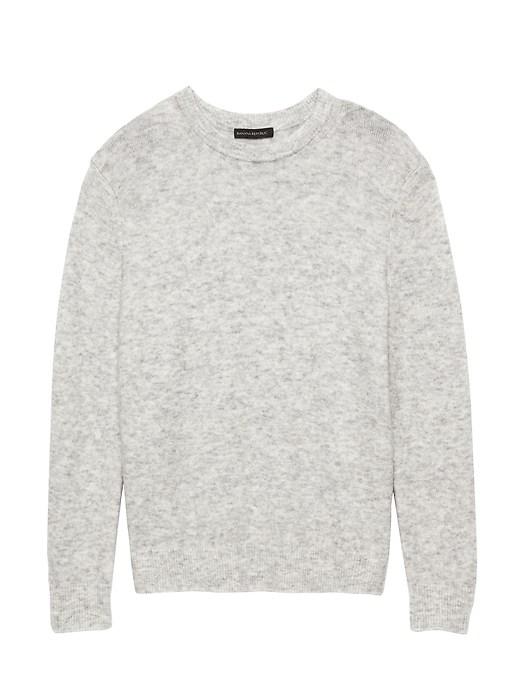 Banana Republic Womens Petite Plush Wool Blend Crew-neck Sweater Heather Gray Size Xs