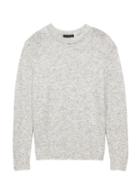 Banana Republic Womens Petite Plush Wool Blend Crew-neck Sweater Heather Gray Size Xs