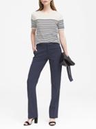 Banana Republic Womens Petite Logan Trouser-fit Machine-washable Italian Wool Blend Pant Navy Blue Size 0
