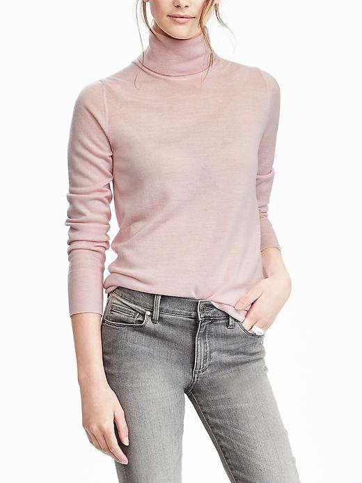 Banana Republic Womens Merino Turtleneck Size L - Blush