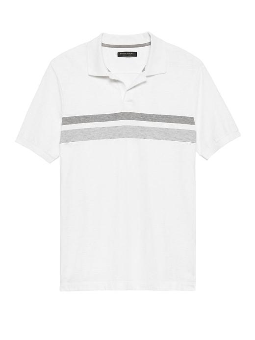 Banana Republic Mens Luxury-touch Chest Stripe Polo Shirt White Size L
