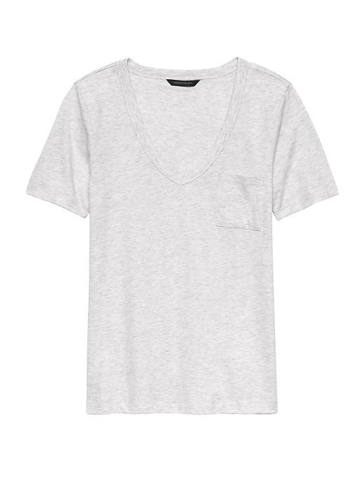 Banana Republic Womens Supima Cotton Pocket V-neck T-shirt Heather Gray Size L