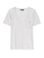 Banana Republic Womens Supima Cotton Pocket V-neck T-shirt Heather Gray Size L