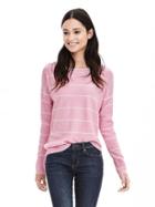 Banana Republic Womens Tipped Stripe Italian Cashmere Blend Sweater Size L - Pink Mist