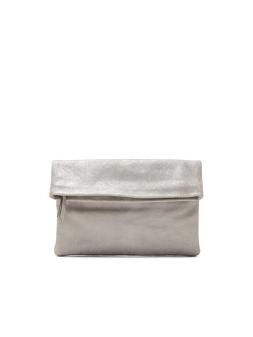 Banana Republic Italian Suede Foldover Pouch Size One Size - Grey Suede