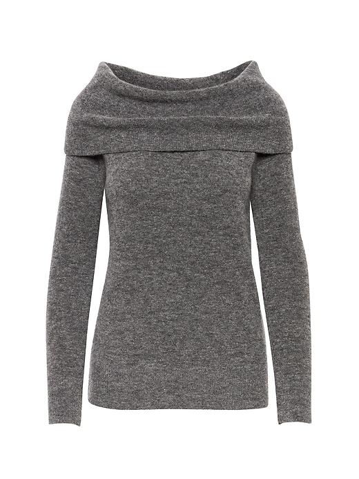 Banana Republic Womens Aire Off-the-shoulder Sweater Heather Charcoal Size S