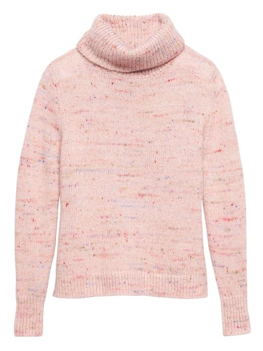 Banana Republic Womens Petite Confetti Wool-blend Turtleneck Sweater Pink Blush With Multi Color Size S