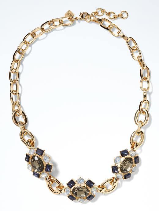 Banana Republic Womens Geo Sapphire Focal Necklace - Sapphire Blue