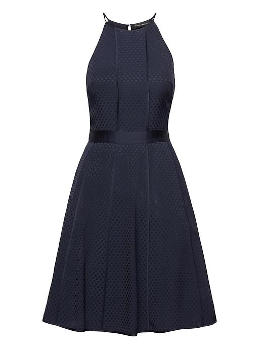 Banana Republic Womens Polka Dot Paneled Fit-and-flare Dress Navy Size 6