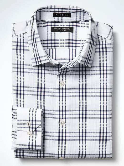 Banana Republic Mens Camden Fit Non Iron Textured Shirt - Comet Blue