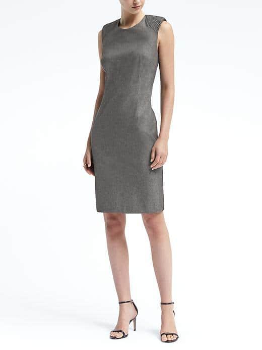 Banana Republic Womens Padded Cap Sleeve Bi Stretch Sheath Dress - Heather Gray