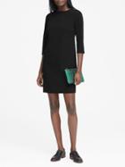 Banana Republic Womens Petite Button-shoulder Shift Dress Black Size 4