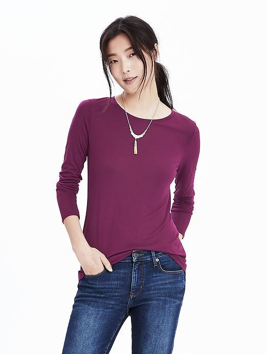 Banana Republic Womens Cotton Modal Crew Tee Size L - Cranberry