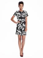 Banana Republic Womens Floral T Shirt Dress Size 0 Petite - Black And White