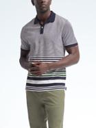 Banana Republic Mens Slim Pique Variegated Stripe Polo - Navy