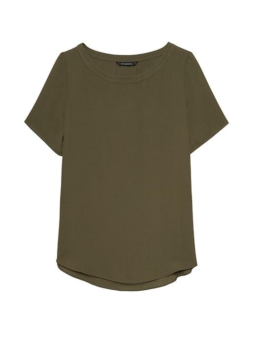 Banana Republic Womens High-low Hem Top Dark Cypress Green Size S
