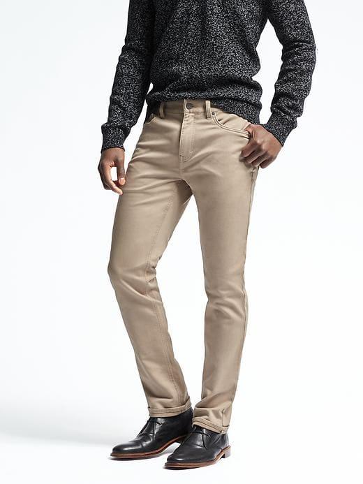 Banana Republic Mens Slim Traveler Pant - Khaki