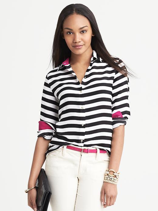 Banana Republic Rugby Stripe Blouse - Black