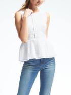 Banana Republic Womens Pleated Peplum Top - White