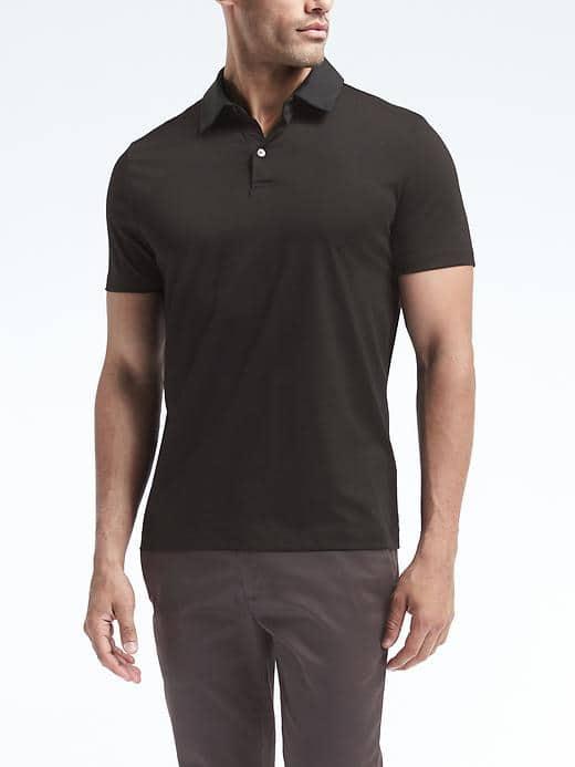 Banana Republic Mens Mercerized Cotton Modal Polo - Black