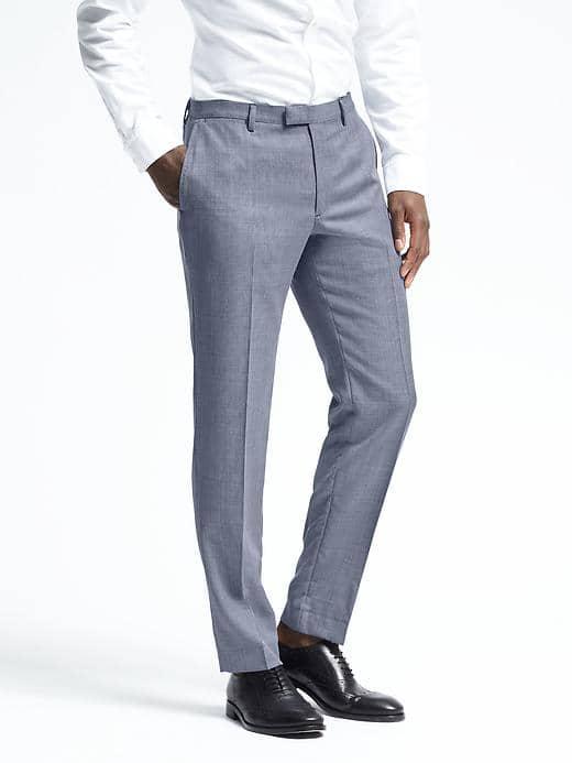 Banana Republic Mens Slim Light Blue Wool Suit Trouser - Light Blue