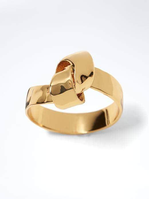 Banana Republic Womens Hammered Gold Knot Ring - Gold