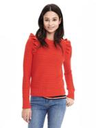 Banana Republic Womens Ruffle Pullover Sweater Size M - Red