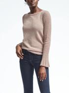 Banana Republic Womens Ribbed Sleeve Pullover - Taupe