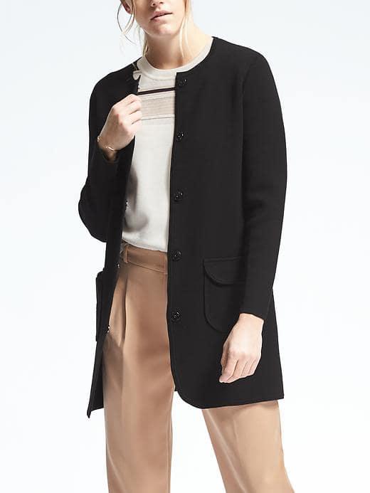 Banana Republic Milano Stitch Sweater Jacket - Black
