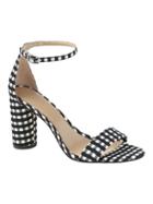 Banana Republic Womens Bare High Block-heel Sandal Black & White Gingham Size 11