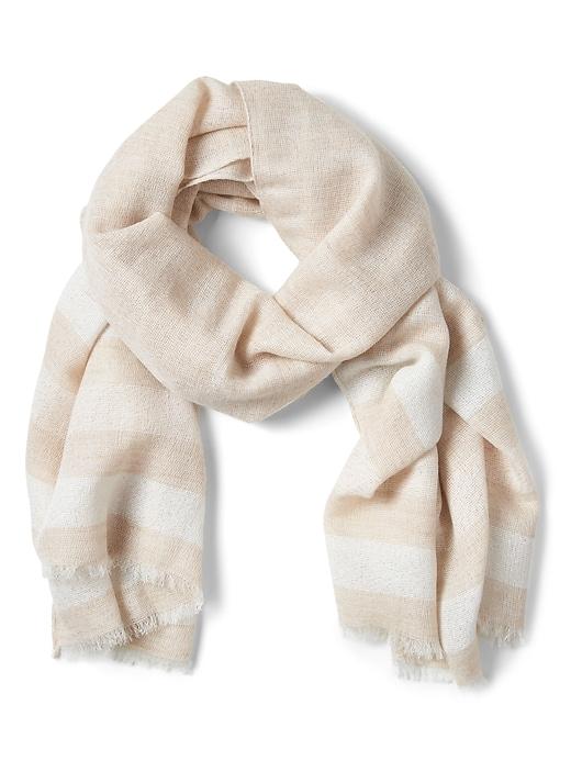Banana Republic Womens Lightweight Metallic Stripe Rectangular Scarf Beige Size One Size