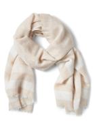 Banana Republic Womens Lightweight Metallic Stripe Rectangular Scarf Beige Size One Size