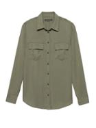 Banana Republic Womens Petite Dillon Classic-fit Tencel Utility Shirt Flight Jacket Size S
