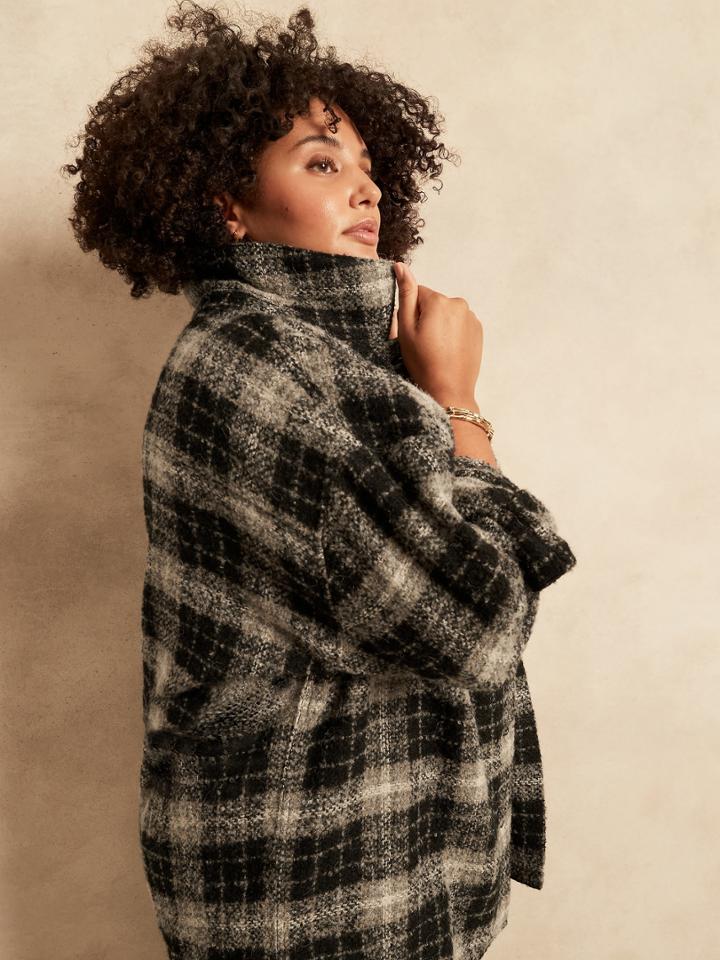 Petite Oversized Italian Boucl Shirt Jacket