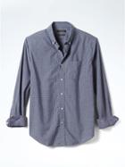 Banana Republic Mens Camden Fit Micro Print Custom Wash Shirt - Navy Star