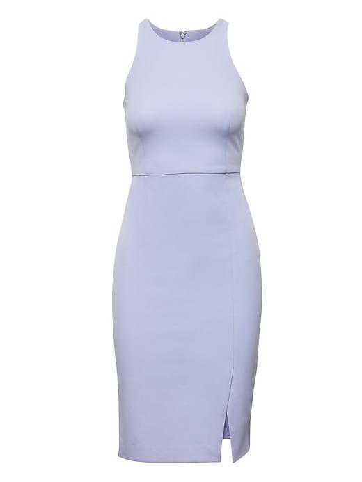 Banana Republic Womens Bi-stretch Racer-neck Sheath Dress Violet Skies Size 14