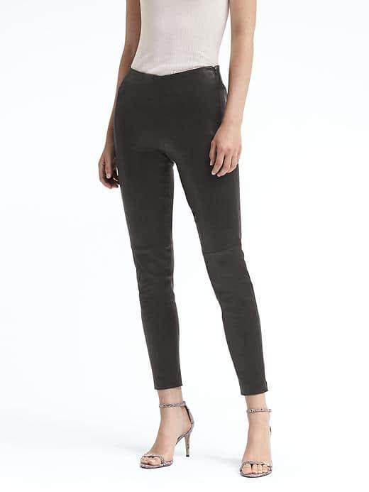 Banana Republic Womens Devon Fit Stretch Leather Legging - Black