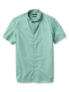 Banana Republic Slim Fit Custom 078 Wash Short Sleeve Oxford Size L Tall - Green